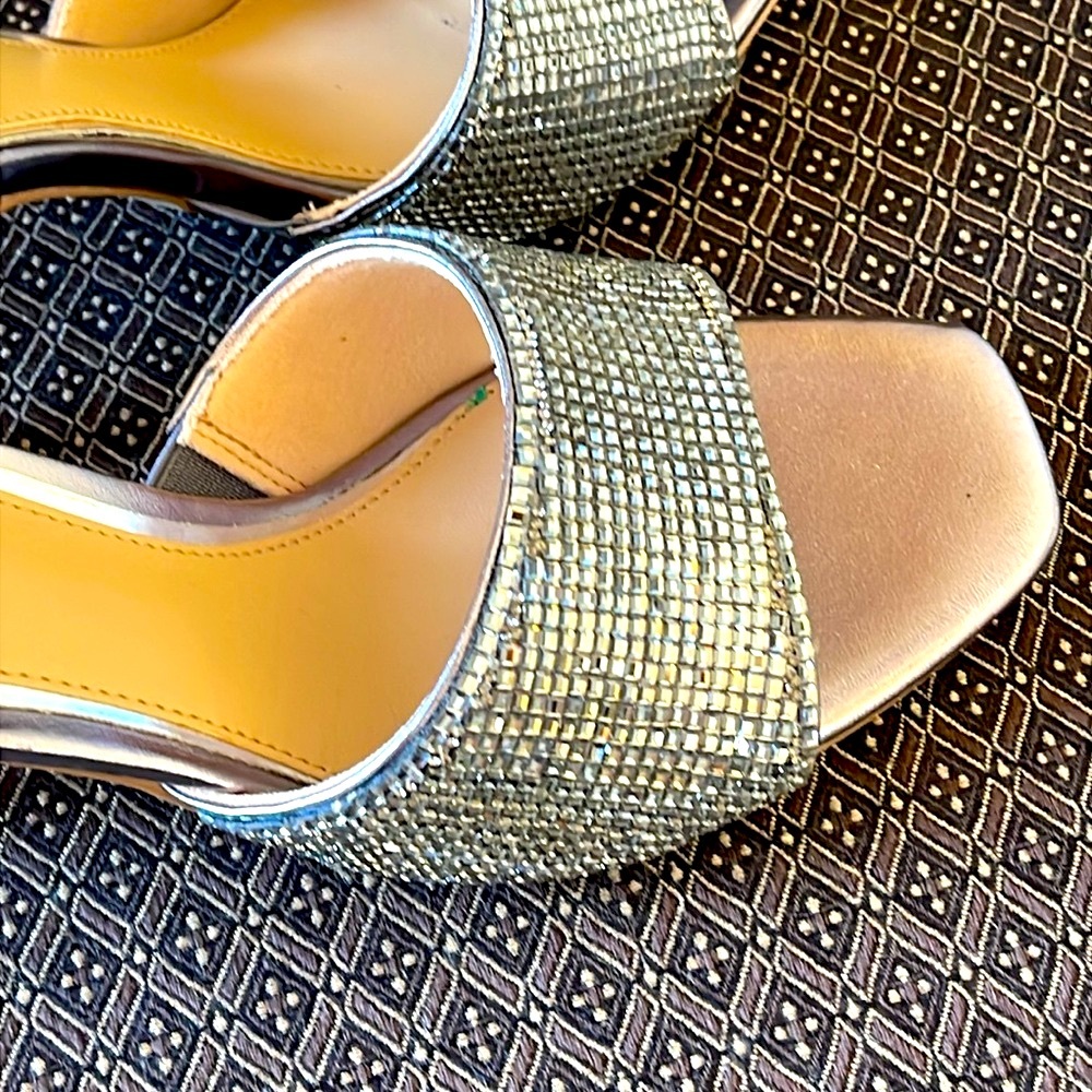NWOT BADGLEY MISCHKA JEWEL ALLISON RETRO SLIDES SZ 6.5 HEEL 2.95” - Picture 7 of 14